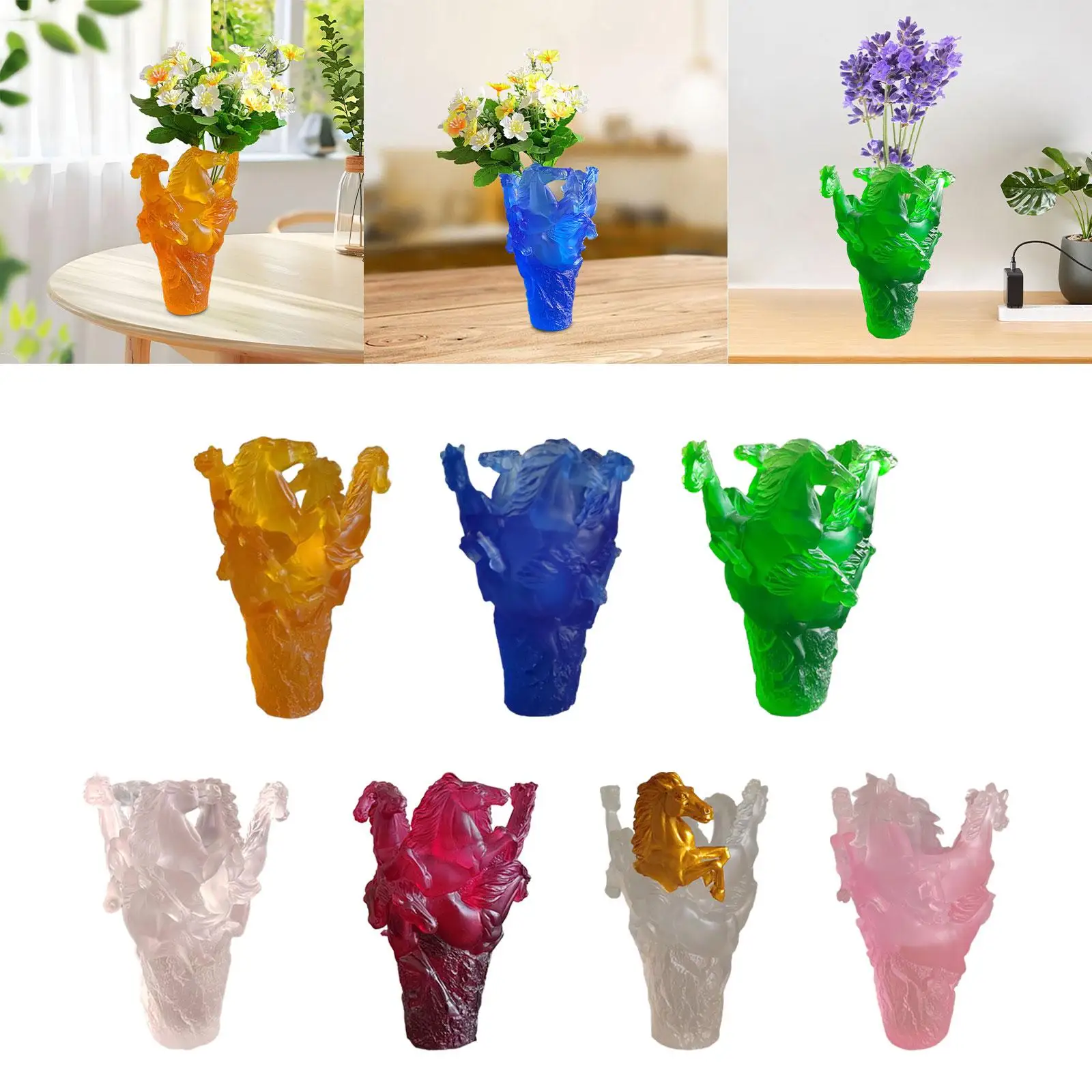 Multi -Horse -Form -Vase -Stisch -Stisch -Stecoration Flower Arrangement Harz Blossom Vase for Table Multi -Horse -Form -Vase -Stisch -Stisch -Stecoration Flower Arrangement Harz Blossom Vase for Table