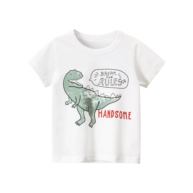 2 3 4 5 7 9 Years Summer Baby Boys Short Sleeve T-shirt Children Kids Cotton Cartoon Dinosaur Tops For Little Boys 9972 - Image 2