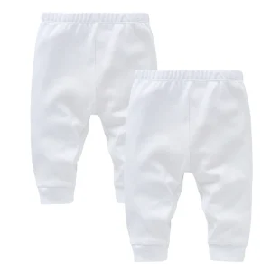 Kavkas Baby Boy Girls Long Pants 2 Pcs/lot 0-12 Months 100% Cotton Solid White Trousers Newborn Soft Clothing