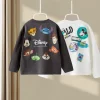 Mickey Printed Girl Boy Long Sleeve Tees Bottoming Shirt Tops Autumn Spring Children's Clothes Cartoon Blouse Crewneck Pullovers