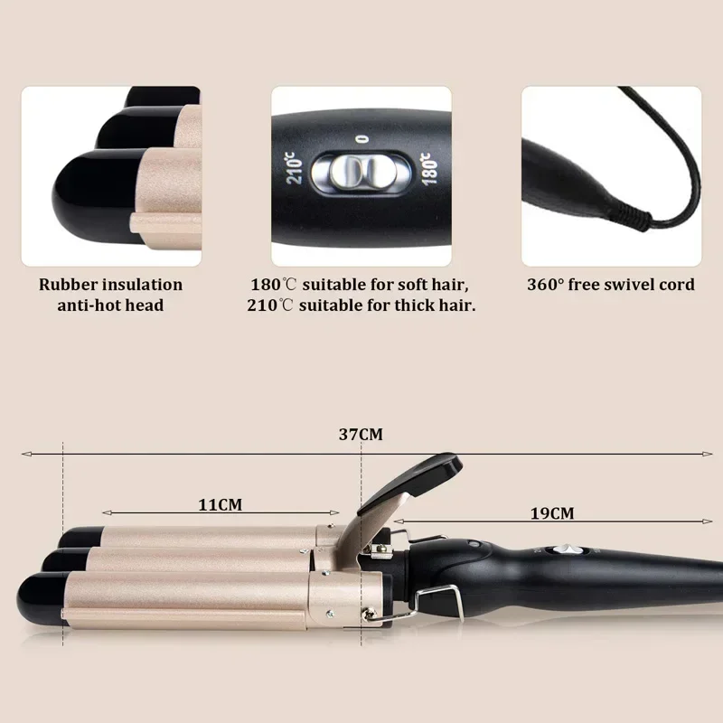 Professional Hair Curling Iron Ceramic Triple Barrel Hair Curler Irons Hair Wave Waver Styling Tools Hair Styling Appliances - Image 6