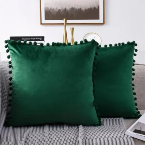 1 Pc Throw Pillow Cover 30x50 cm 45x45 cm Couch Pillow Cases Soft Solid Velvet Cushion Cover with Pom-Poms Ball