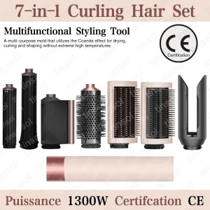 7-in-1 multifunctional curling iron hair dryer and straightener set, styling tool that allows salon-quality styling at home