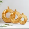 1PC, creative and simple resin golden donut vase, modern home decoration vase