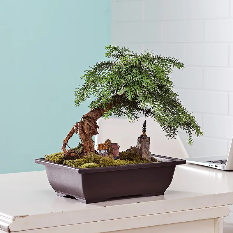 Plastic Flower Pot Rectangle Flower Vase Succulent Plant Pot Flower Bonsai Bowl Imitation Nursery Basin Planter Balcony Decor - Image 2