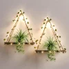 Wood Shelf with Leaf Hanging Decoration LED Shelf Decor Aesthetic Room Decor Floating Shelves Wall Display Stand for Living Room