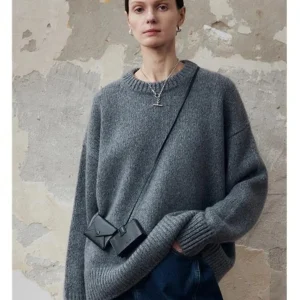 Autumn and winter round neck mountain cashmere sweater ROW wind loose lazy sweater long sleeve thick sweater top woman