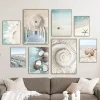 Summer Ocean Sea Shells Starfish Wave Print Poster Beach Canvas Painting Travel Vacation Nordic Wall Art Picture Home Decor