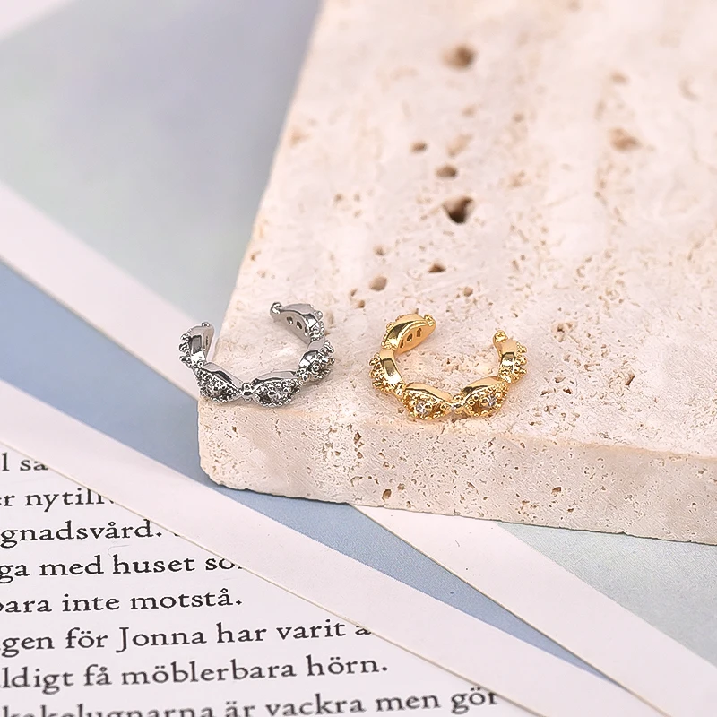 24k Gold-Plated Silver Irregular Geometry Ear Clip Earrings for Women Simple Crystal ear cuff Without Piercing Earrings Jewelry - Image 6