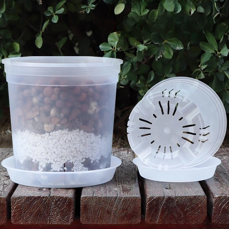 Clear Nursery Plant Pots Garden Seedling Planter Flowerpot Transparent Orchid Pot with Drainage Holes Garden Flower Pot - Image 4