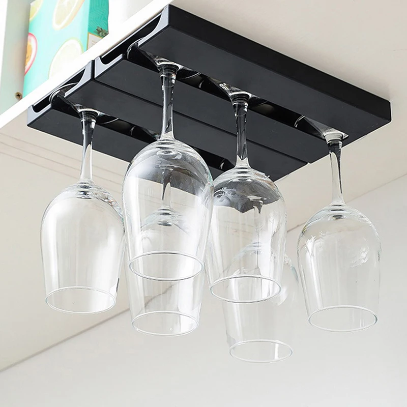Kitchen Under Cabinet Free Punching Holder Wine Glass Rack Multi-function Classification Stemware Glass Cup Hanging Holder - Image 3