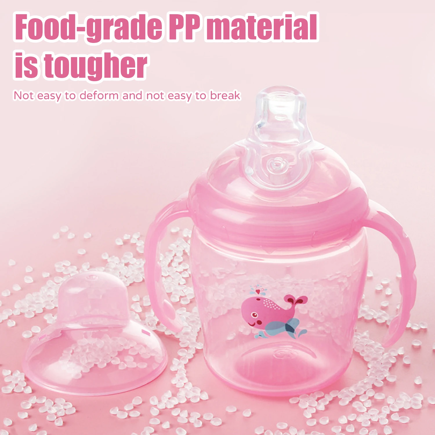 7-36 months old baby thick silicone duckbill cup with handle, 225ml, 2 colors available, inverted without leakage, BPA free - Image 2