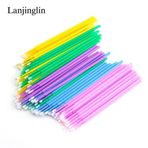 Lanjinglin Micro Brushes 100pcs Cotton Swab Eyelash Individual Lash Removing Swab Makeup Brush Eyelashes Extension Make up Tool