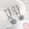 2 Carat Moissanite Women's Hug Hoop Earrings Rhinestone 925 Sterling Silver Delicate Hoop Drop Earrings High Jewelry