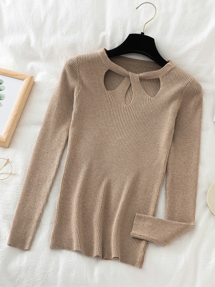 2025 Fashion Hollow Out Women Sweaters Autumn Winter Tops Slim Women Pullover Knitted Sweater Basic Solid Jumper Soft Warm Pull - Image 6