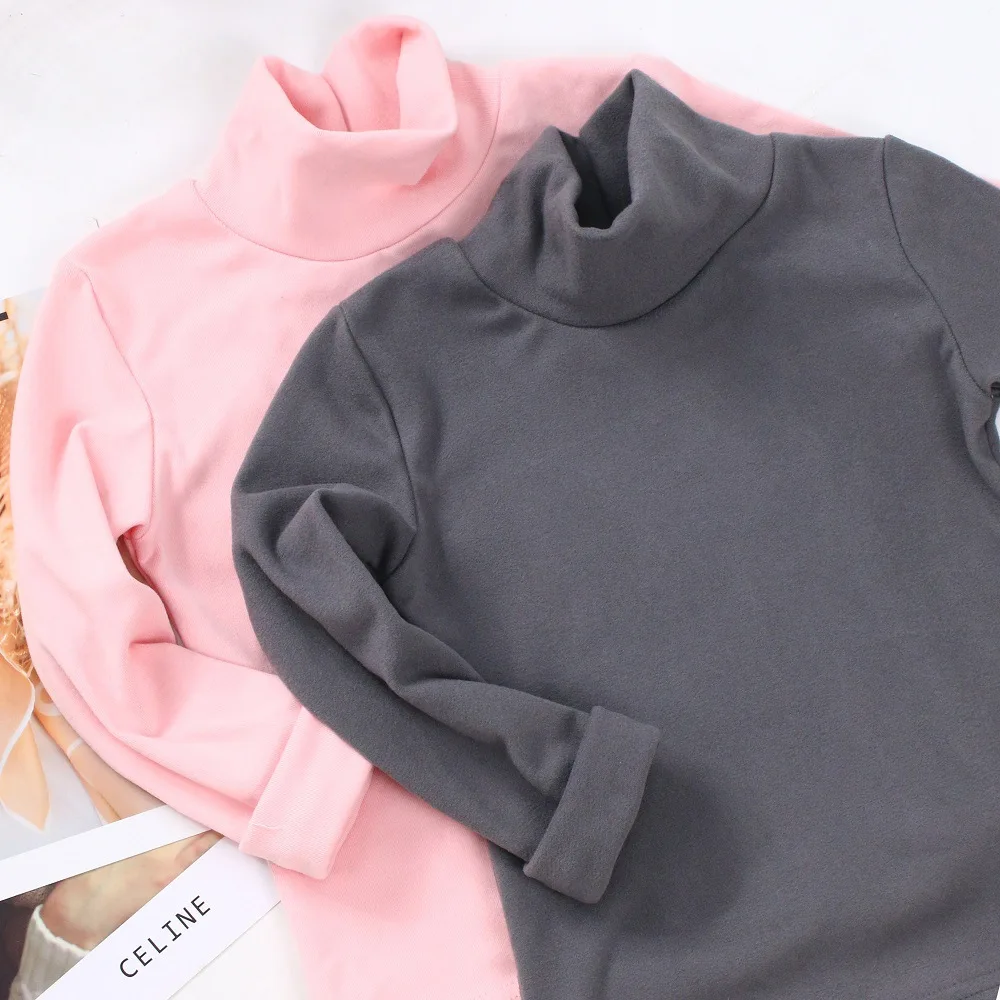 1-7T Autumn Winter Children's Soft Long Sleeve Basic Shirts Baby Kids Clothes New Girls Top Tees Boys Turtleneck T-shirt - Image 2