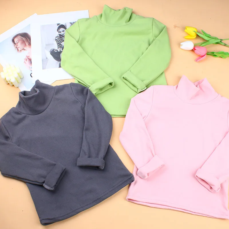 1-7T Autumn Winter Children's Soft Long Sleeve Basic Shirts Baby Kids Clothes New Girls Top Tees Boys Turtleneck T-shirt