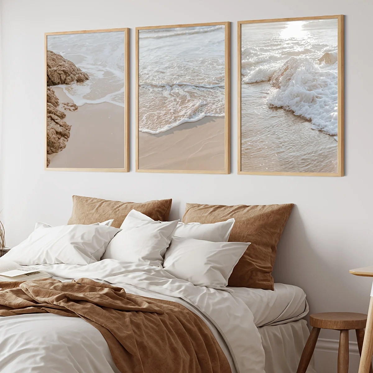 3pcs Set Beach Coastal Reef Canvas Wall Art, Bohemian Waves & Spray Posters, Modern Art Deco Style, Frameless Portrait Orientati - Image 2