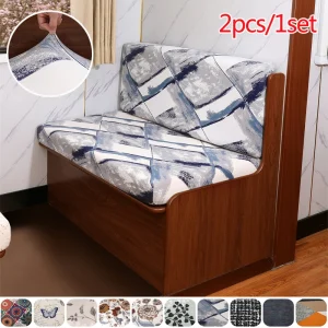 2pcs/set Printed Floral RV Dinette Cushions Covers RV Sofa Seat Slipcover Elastic Furniture Protector for Camper Car Bench