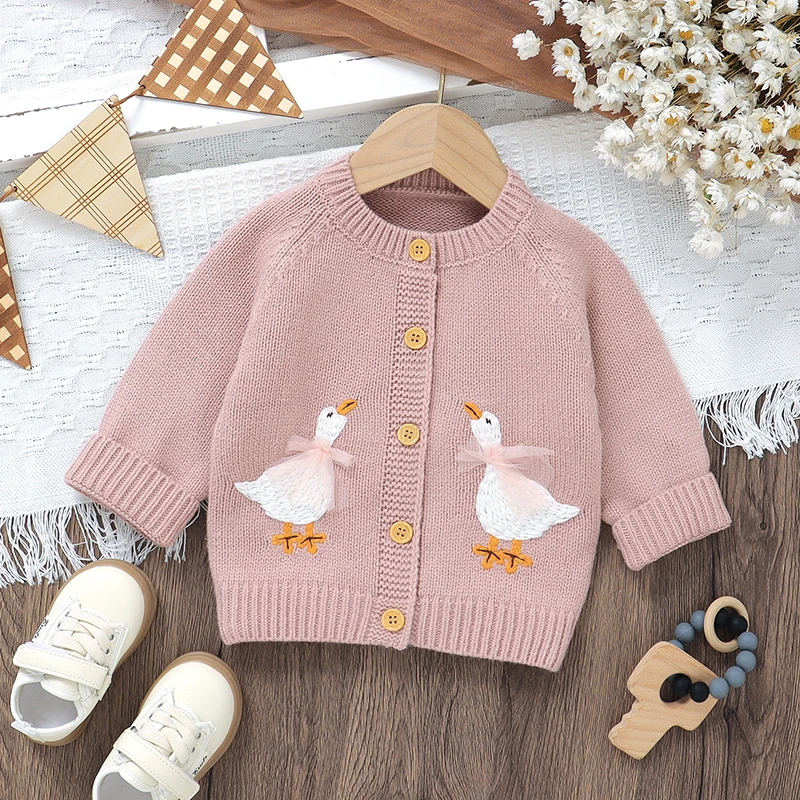 Autumn Baby Sweater Knit Infant Boy Girl Cardigan Fashion Cute Cartoon Goose Newborn Children Clothes Long Sleeve Tops Outerwear - Image 6