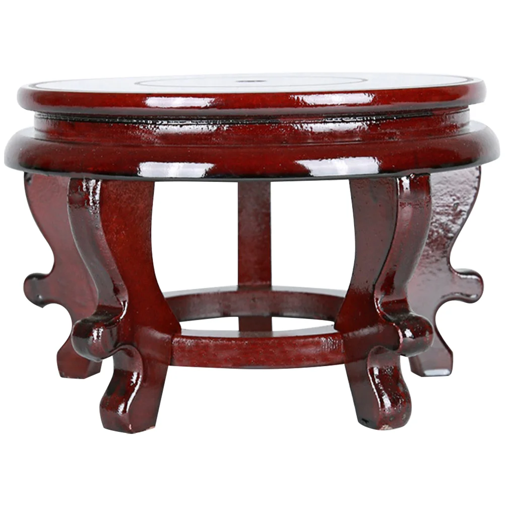 Oriental Vase Stand Vintage Planter Stand Plant Holder Stool Wooden Chinese Flowerpot Base - Image 5