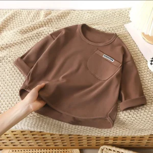 Children Long Sleeved Base Shirt Boys Girls Kids Velvet Lining Top Autumn Winter Warn Clothes Baby Pullover Blouse