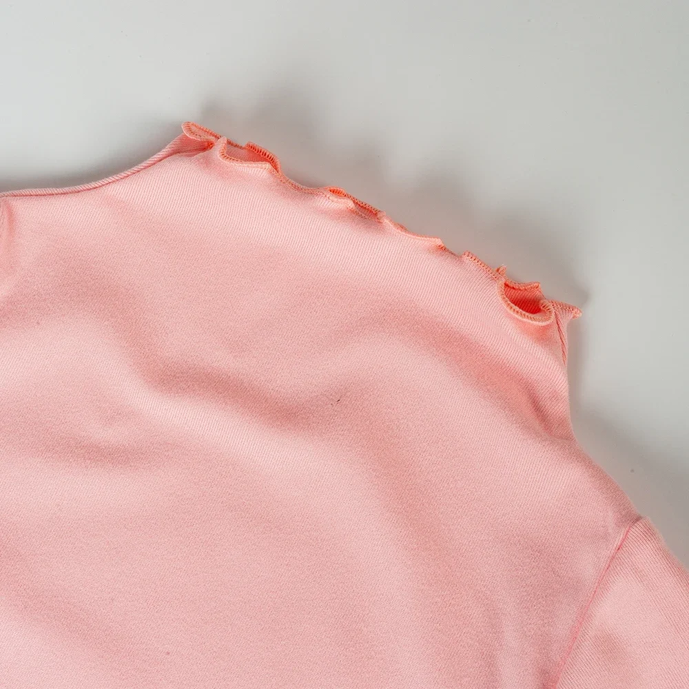 New Autumn And Winter Girls' Long Sleeved Warm Belt With Ruffle Edge Soft Children's Fashionable Solid Color Casual Top - Image 4