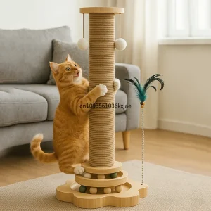 Cat Scratch Pole Sisal Cats Scratcher Turntable Cat Scratch Board Toy Grab Column Pet Supplies Climbing Frame Cat Furniture