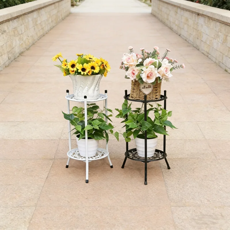 Metal Multi-layer Flower Stand for Succulent Green Radish, Indoor and Outdoor Living Room Balcony Flower Pot Holder, Floor-stand - Image 2