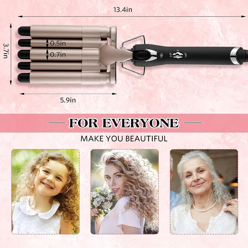 Professional Ceramic Hair Curler with Five Tubes Wavy Curling Iron PTC Electric Heater Household Use Portable - Image 6