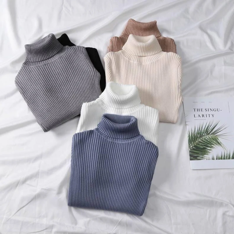 Turtleneck Basic Slim Elastics Pullovers Korean Women Sweater Autumn Winter 2025 Solid Knitted Sweaters Versatile Warm Jumper - Image 4