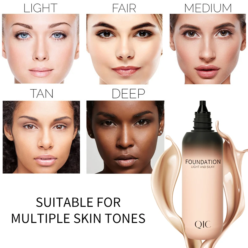 QIC Liquid Foundation High Coverage Makeup Base Lasting Concealer Cream Waterproof Oil-Control Face Foundation Makeup Cosmetics - Image 6
