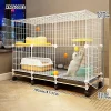 Cat Cage for Home Use, Indoor Double-Layer Villa Cat House, Free Space, Does Not Occupy an Area, Integrated Iron Art Cat Cage