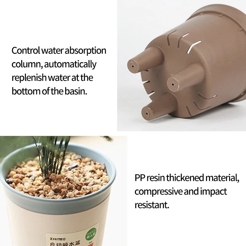 Self Watering Plant Pots Plastic Flowerpot Planter with Drainage Holes Hydroponics Flower Pot Plastic Lazy Automatic Plants Pot - Image 4