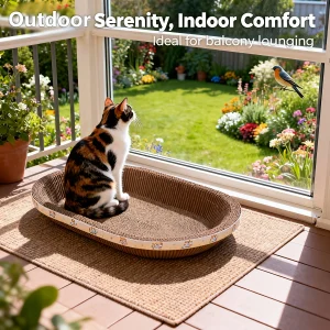 17" XL Cat Scratcher & Lounge - Durable Cardboard Pad for All Cats, Perfect Claw Care & Indoor Relaxation Gift.