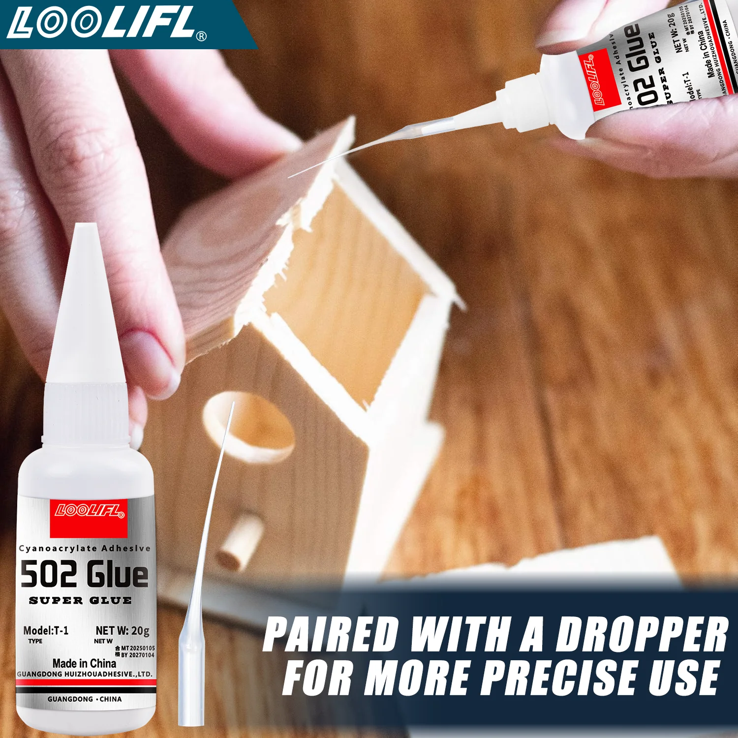 502 Super Glue, Strong Adhesive, Instant Bonding Force: 1-5 Per Tube, 20 Grams Each, Fast Bonding, Bonds Surfaces in Seconds. Perfect for Emergency Repairs at Home, in the Workshop, or on the Go. - Image 3