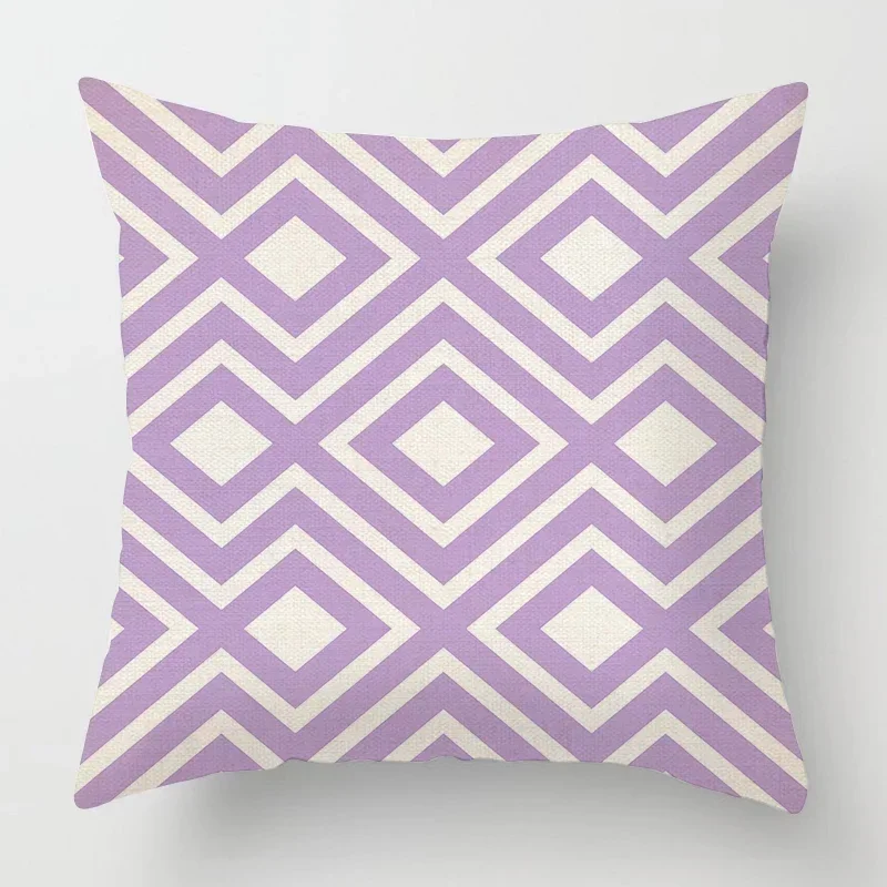 Geometric Light Purple Pillow Cover 50*50 Living Room Sofa Cushion Cover 40*40 Solid Color Decorative Cushion Cover Home Decor - Image 3
