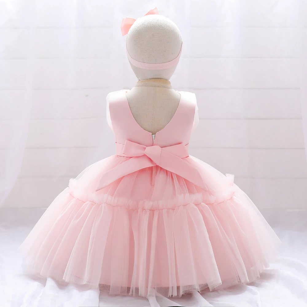 Baby Girls White Baptism Dress Tulle Bow Infant Baby 1st Birthday Party Dresses For Girl Toddler Princess Wedding Gown Clothes - Image 5