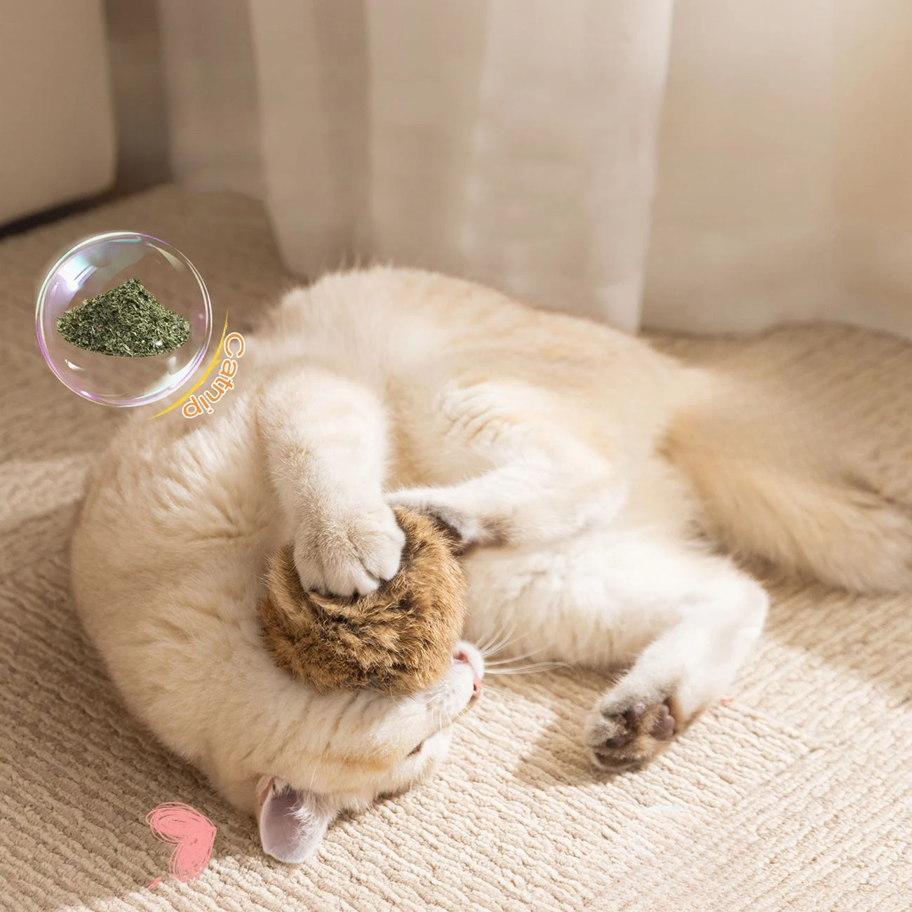 Cat toy rabbit fur ball real rabbit fur playful cat fur ball rich and pleasant pet scent sniffing cat rabbit fur ball toys - Image 2