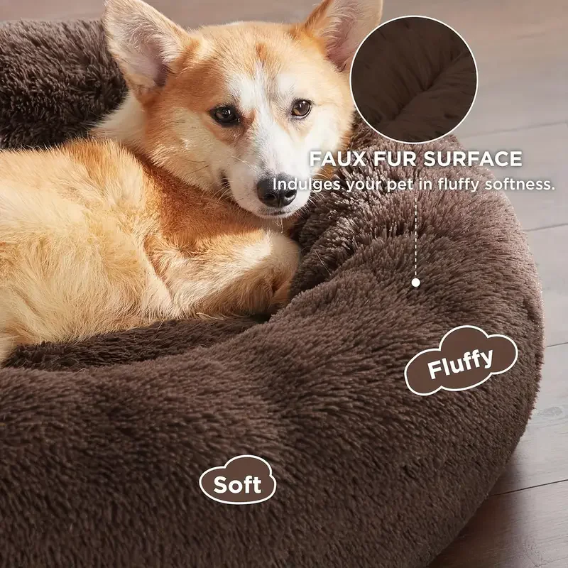 Round Dog Bed Winter Warm Cat Bed Plush Basket for Dog Washable Pet Bed for Small Medium Large Dog Sofa Cat - Image 3