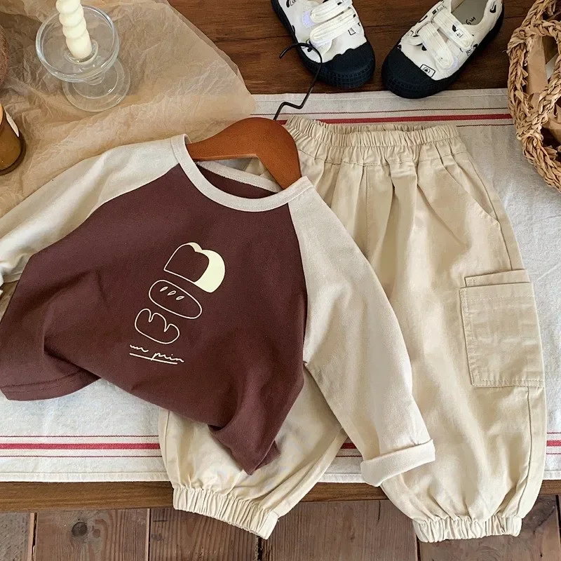 1-7Y Children's Velvet Base Shirt 2025 Spring Long Sleeved Casual Tee Baby Girls Boys Patched Color Round Neck Outerwear Tops - Image 4