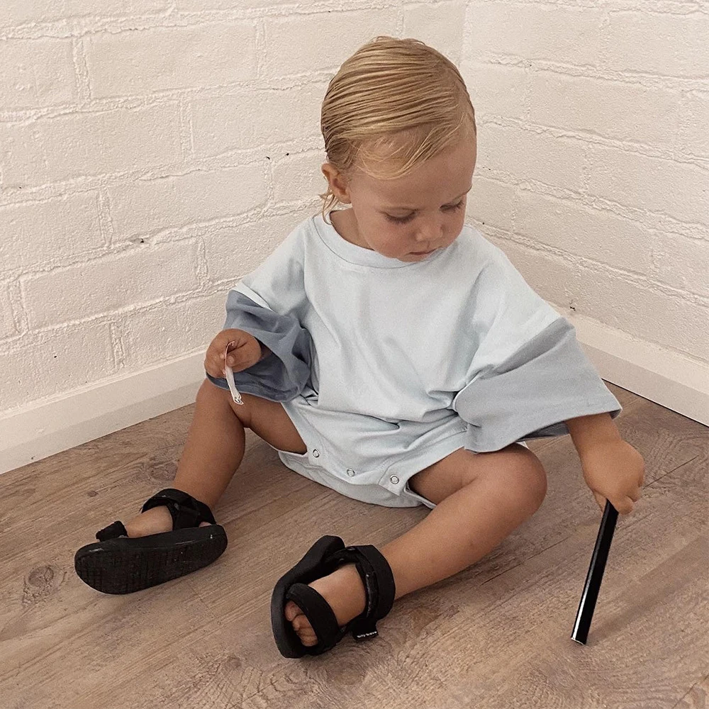 2024 Summer Newborn Baby Boys Girls Oversized Rompers Clothes 0-24M Patchwork Color Cotton Short Sleeve Bodysuit Basic Jumpsuits - Image 5