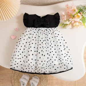 (0-3 Year Old Baby Girl Princess Dress) Summer New Sweet Bow Love Chiffon Children'S Sleeveless Clothes