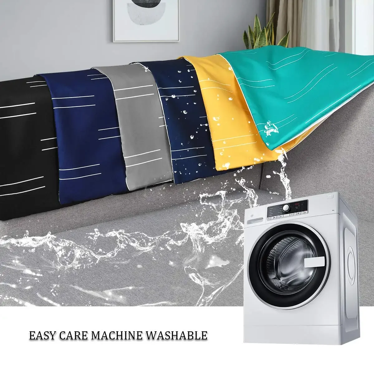 Yellow white geometric short plush pillowcase sofa cushion cover home decoration can be customized for you 40x40 45x45 50x50 - Image 6