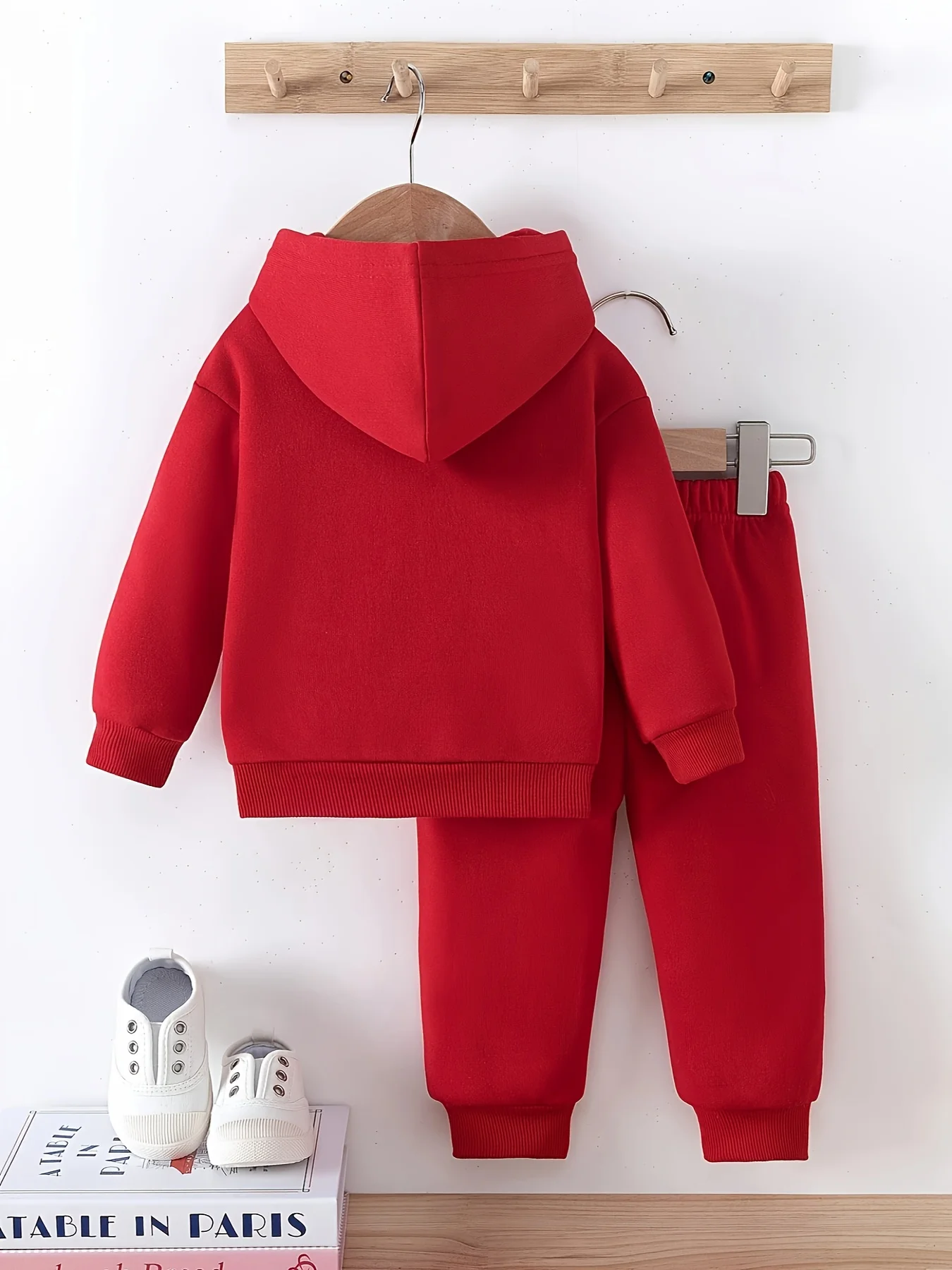 Autumn Winter Baby Girl's Fleece Hoodie And Pants Set Floral Print Casual Sporty Outfit for Newborns - Image 3