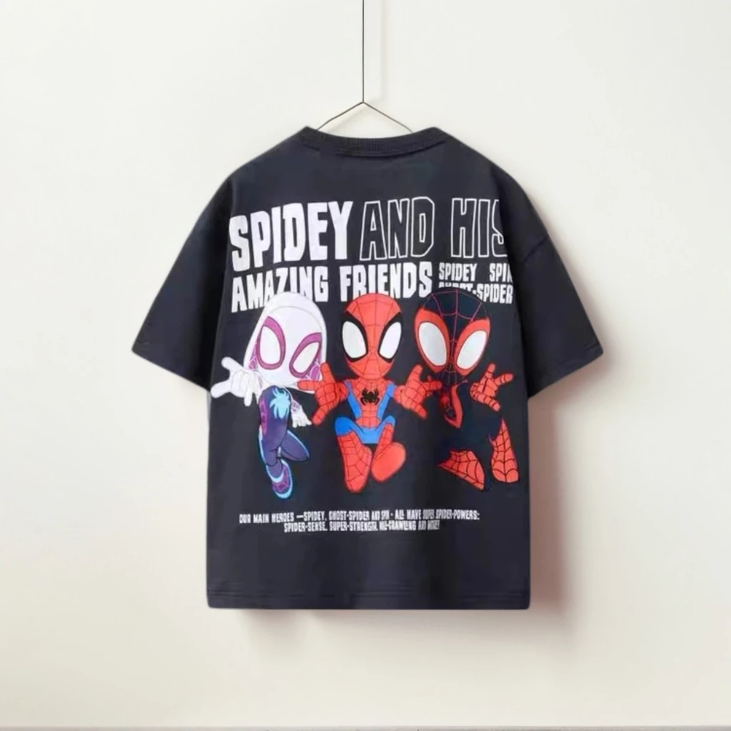 Summer Baby Kids Cotton T-shirt Cartoon Cars And Spidey Double Side Print Tees Short Sleeved Baby Fashion Loose Sport Shirts Top - Image 4