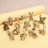Retro Chinese Twelve Zodiac Statues Bull Dragon Ornament Sculpture Copper Miniatures Figurines Zodiac Key Pendant Home Decor