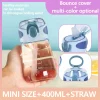 1pc 400ml children's transparent outdoor sports water cup, straw, camping kettle, baby bottle, large capacity, drop resistance