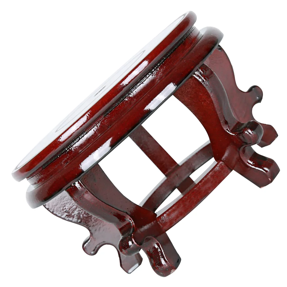 Oriental Vase Stand Vintage Planter Stand Plant Holder Stool Wooden Chinese Flowerpot Base - Image 4