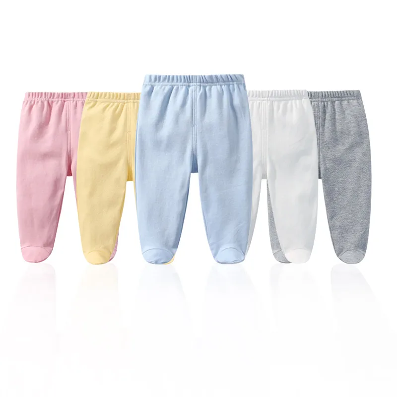Cotton Newborn Baby Boy Girl Pants Solid Wrap Foot Long Trousers Casual Spring Autumn Toddler Leggings For Girls Boys 0-12Month